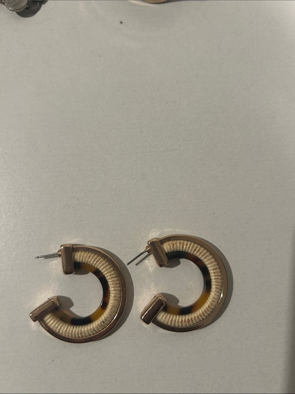 Women’s Cream and Tortoiseshell Hoop Earrings